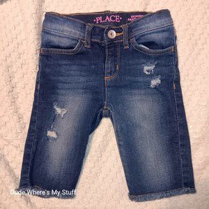PLACE - DISTRESSED DENIM SHORTS - CHILD SIZE 5 (20+ INCH WAIST)